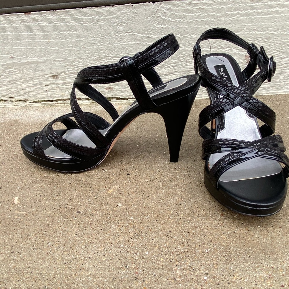 Black strap heels